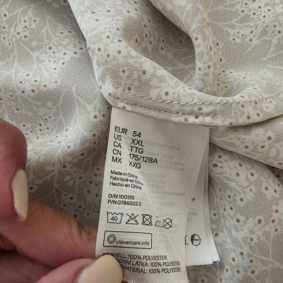 H&M Green White Ditsy Floral Long Sleeve V Neck Shift A Line Dress Size XXL - Picture 6 of 14